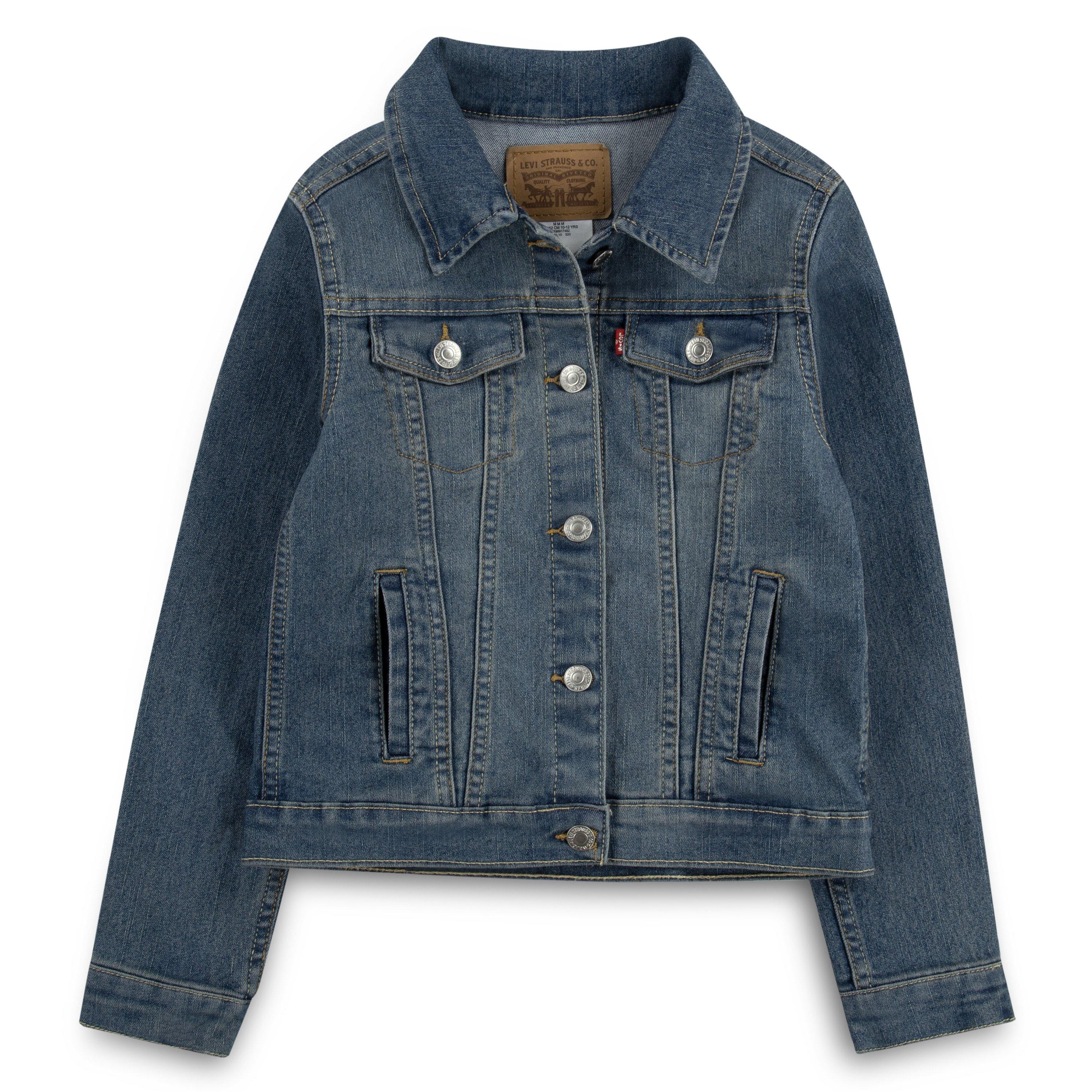 Levi's Big Girls' Trucker Style Dark Blue Wash Denim Jacket - DARK BLUE